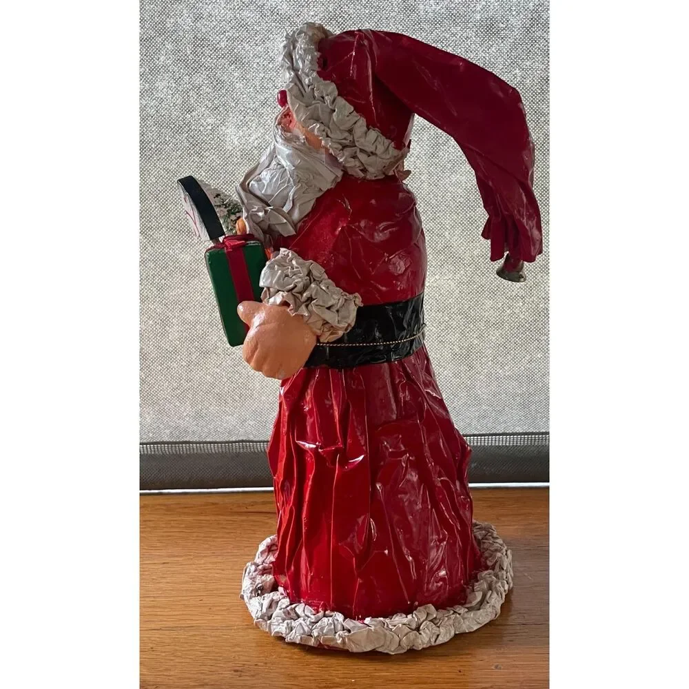 Vintage Papier Mache Santa Claus Figurine Christmas Decor Handmade 10